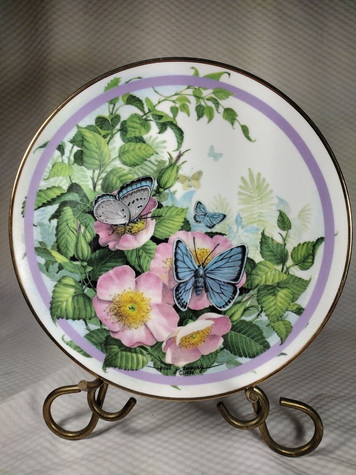 Hamilton Collection Butterfly Garden Plate Common Blue 1986 Paul sweany 1983B