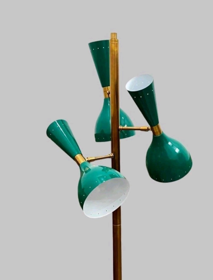 3 Light Stilnovo Design 1950's Mid Century - Diabolo Tripod, Sputnik Floor Lamp