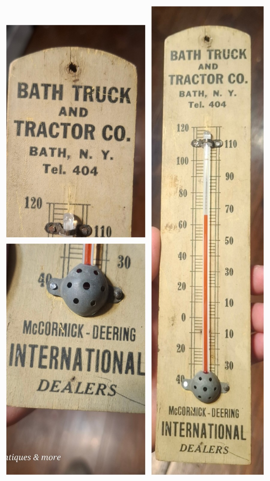  RARE VINTAGE MCCORMICK DEERING INTERNATIONAL ADVERTISING THERMOMETER BATH NY IH