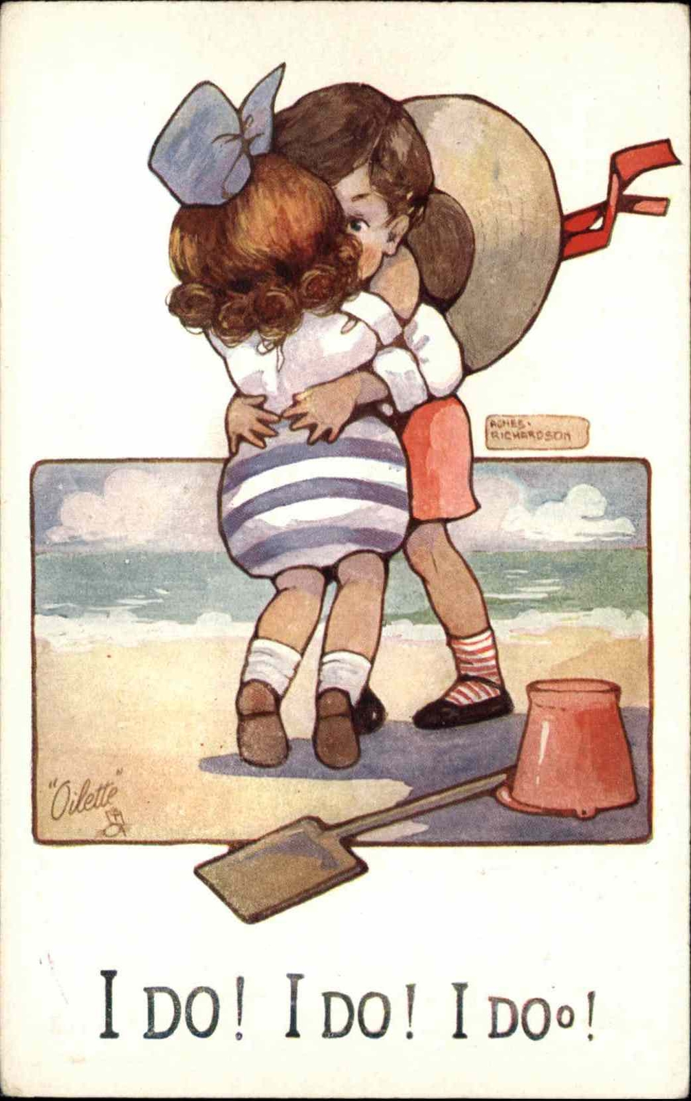 Tuck Agnes Richardson Little Kids Boy and Girl Hugging c1910 Postcard Tuck Agnes Richardson Little Kids Boy and Girl Hugging c1910 Postcard