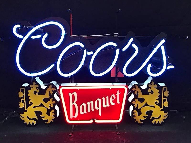 Authentic Coors Banquet LION EMBLEM Real Glass Neon Sign - Fully Working