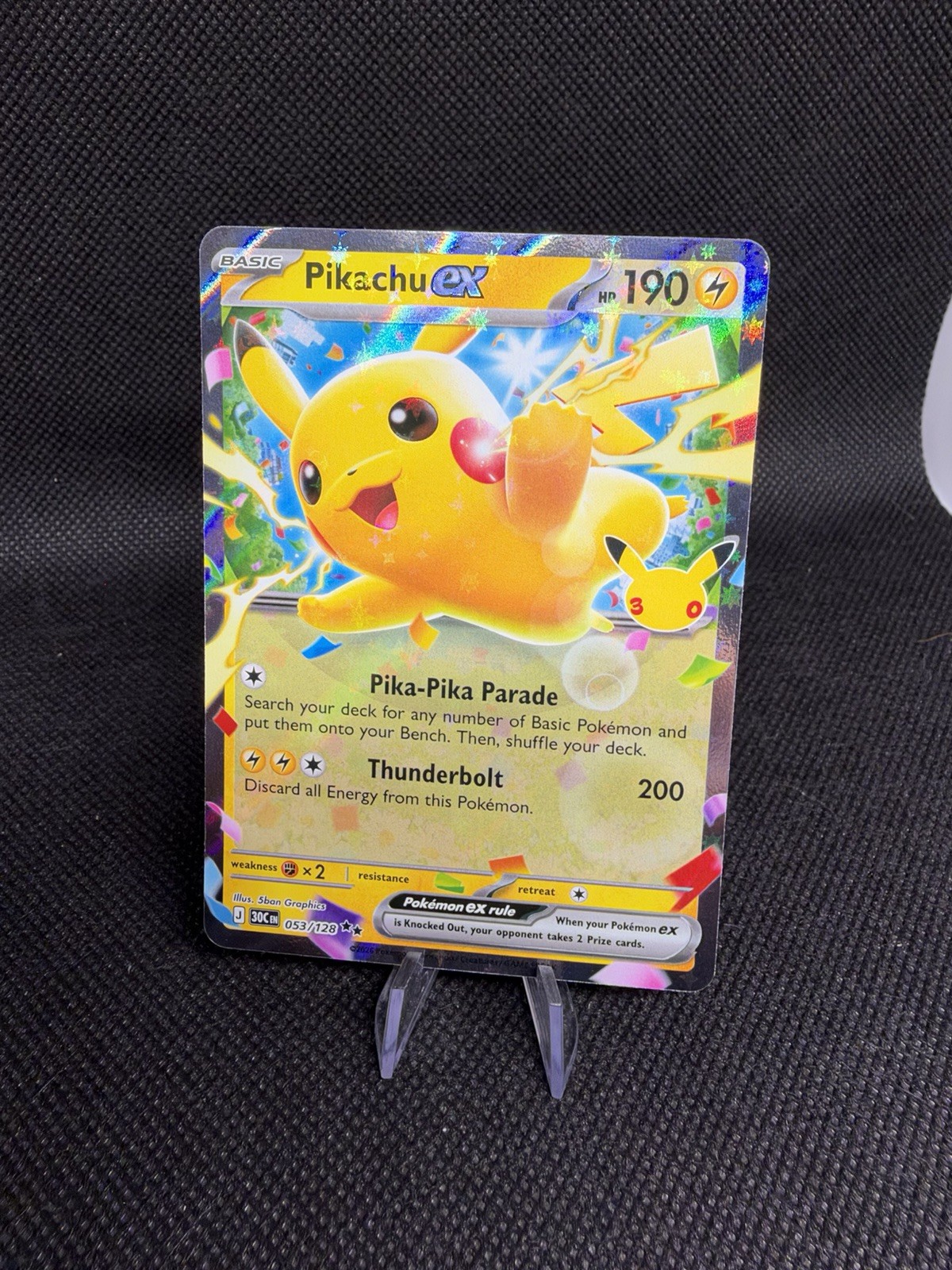 Pokémon TCG Pikachu EX 053/128 30th Anniversary Collection