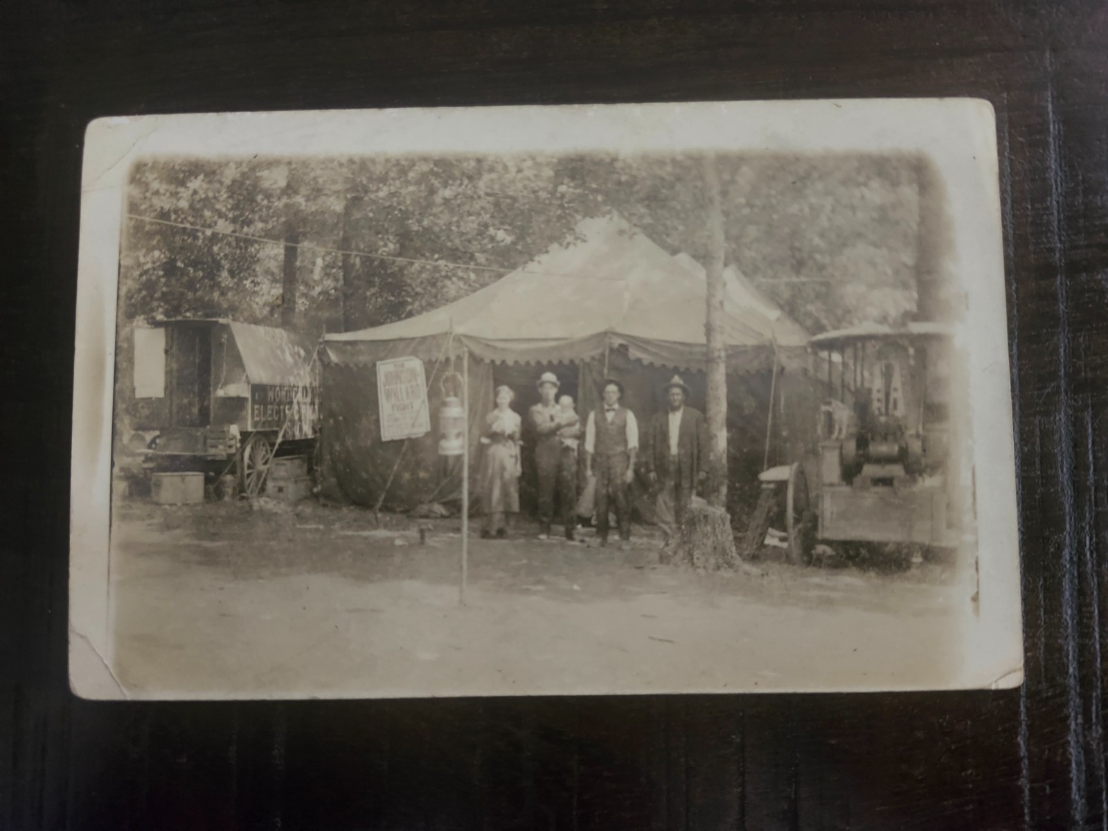 c. 1915 Jack Johnson vs. Jesse Willard Movie Tent Real Photo Postcard