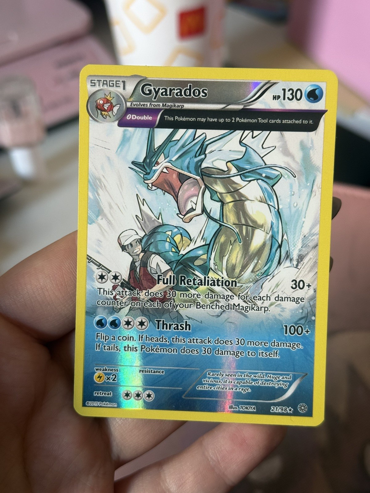 2015 Pokemon GYARADOS #21/98 XY Ancient Origins Reverse Holo English 21/98