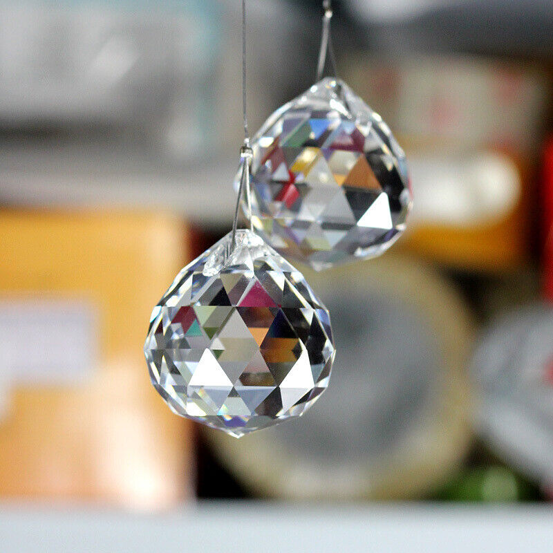 5PC 30MM Fengshui Cut Prism Ball Crystal Hanging Suncatcher Chandelier Pendant