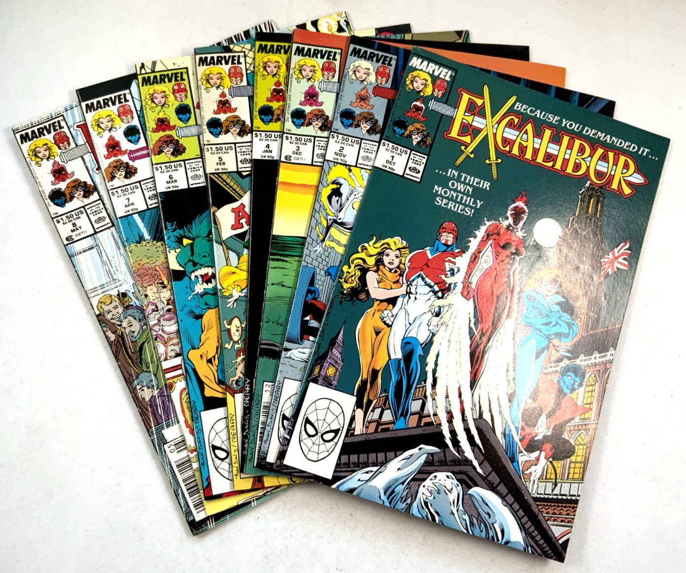 Marvel EXCALIBUR #1 2 3 4 5 6 7 8 Key 1st Series Chris Claremont Alan Davis (NM)