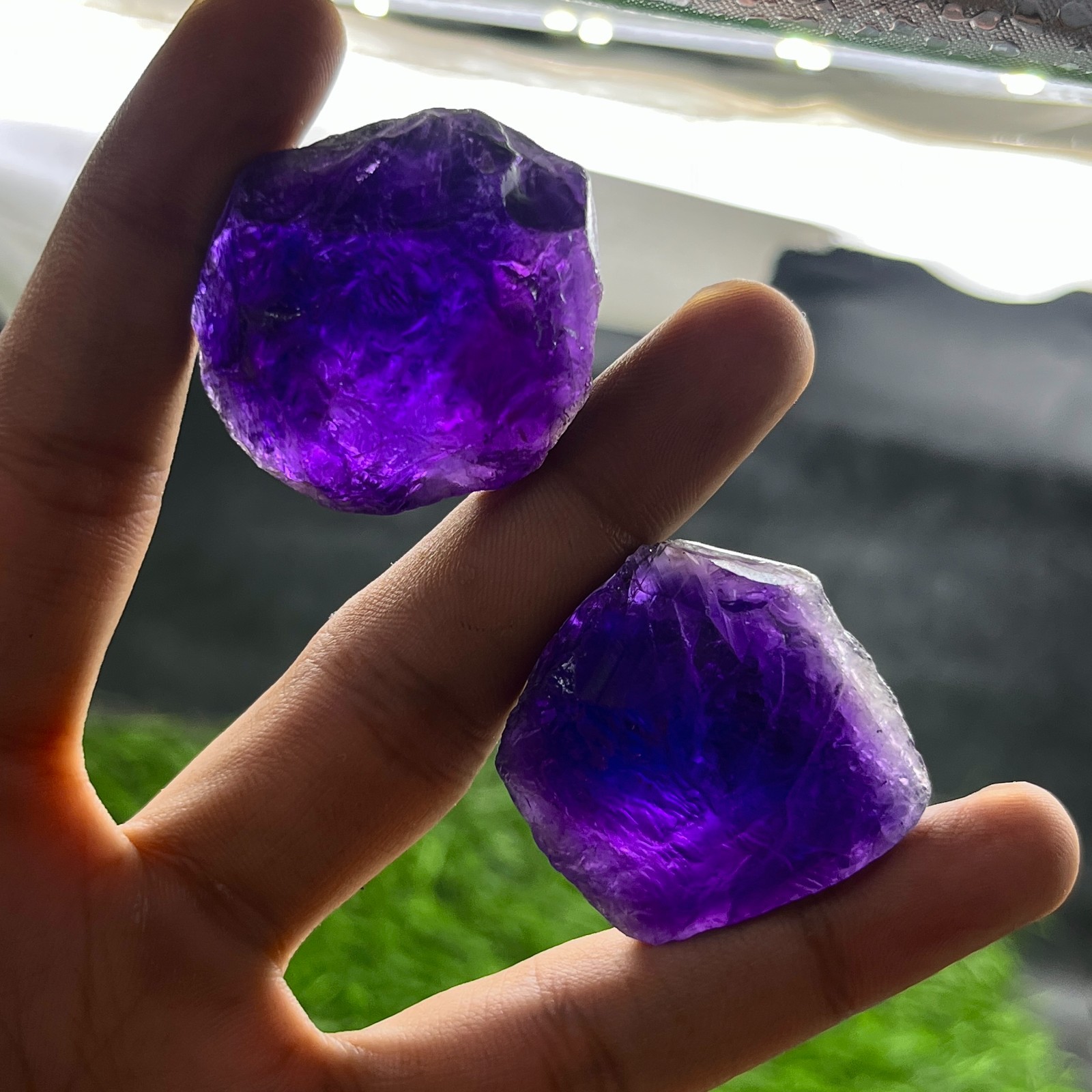 310 Ct Natural Big Amethyst Rough Lot – 2 Pieces Deep Purple Raw Quartz Crystals