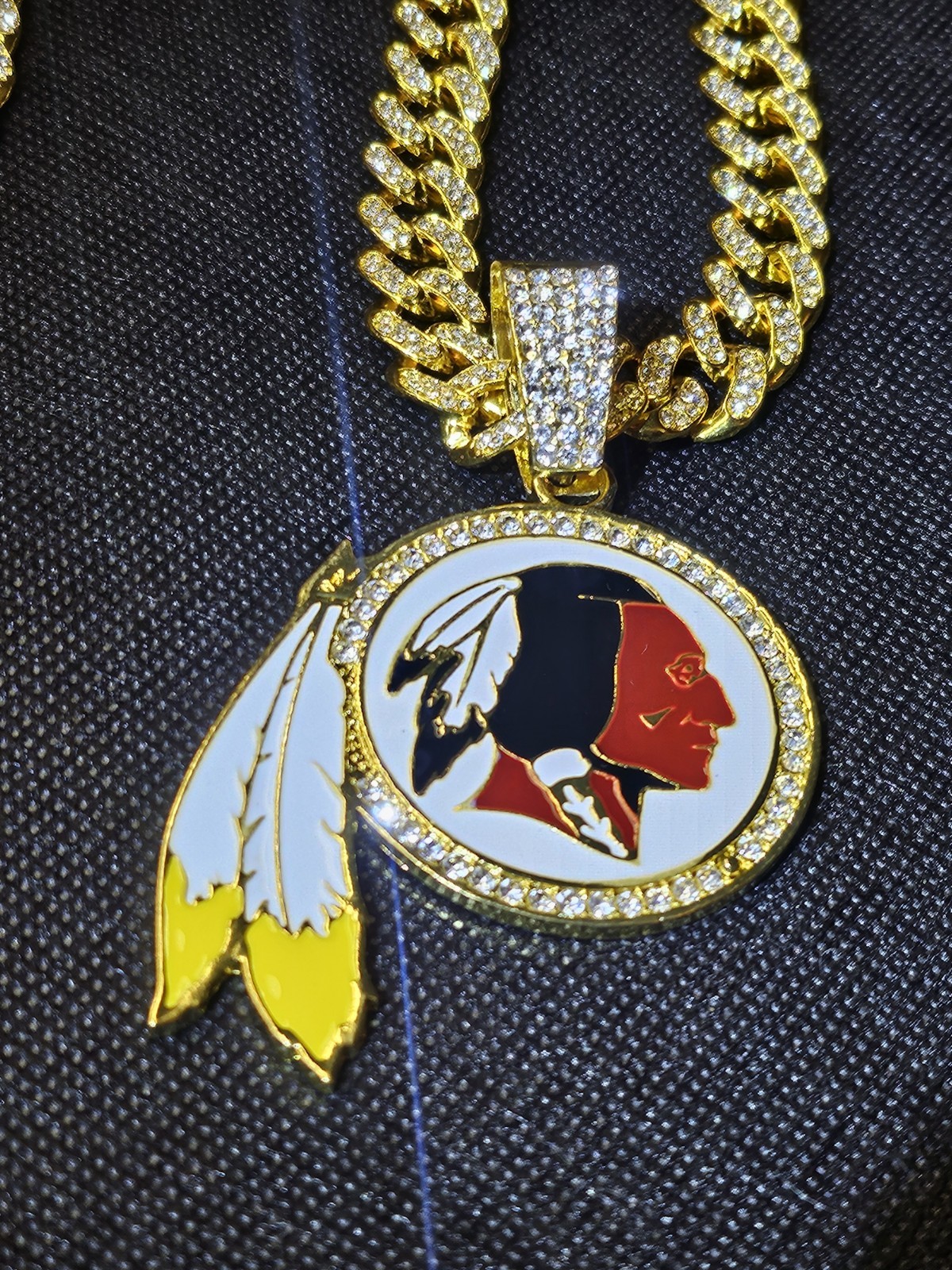 Washington Redskins Commanders Throwback Chain Iced Out CZ 24 Washington Redskins Commanders Throwback Chain Iced Out CZ 24
