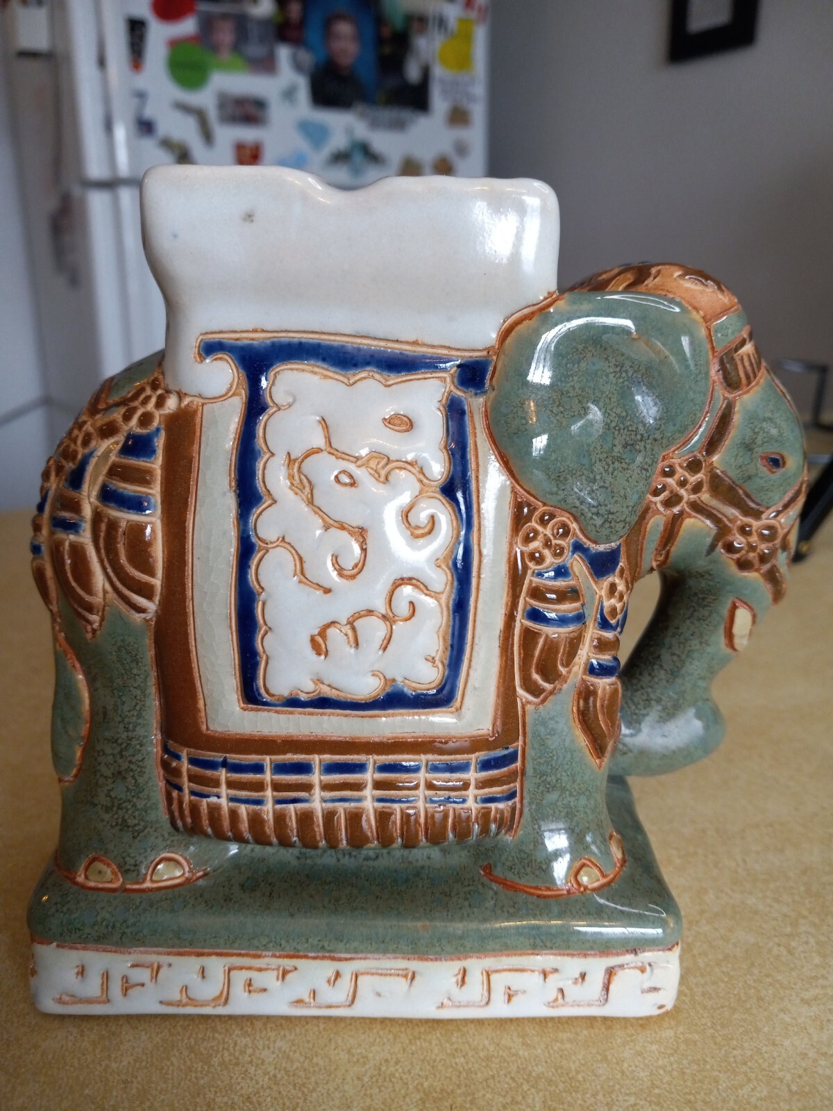 Vintage Ceramic Elephant Large Ashtray Decorated Base