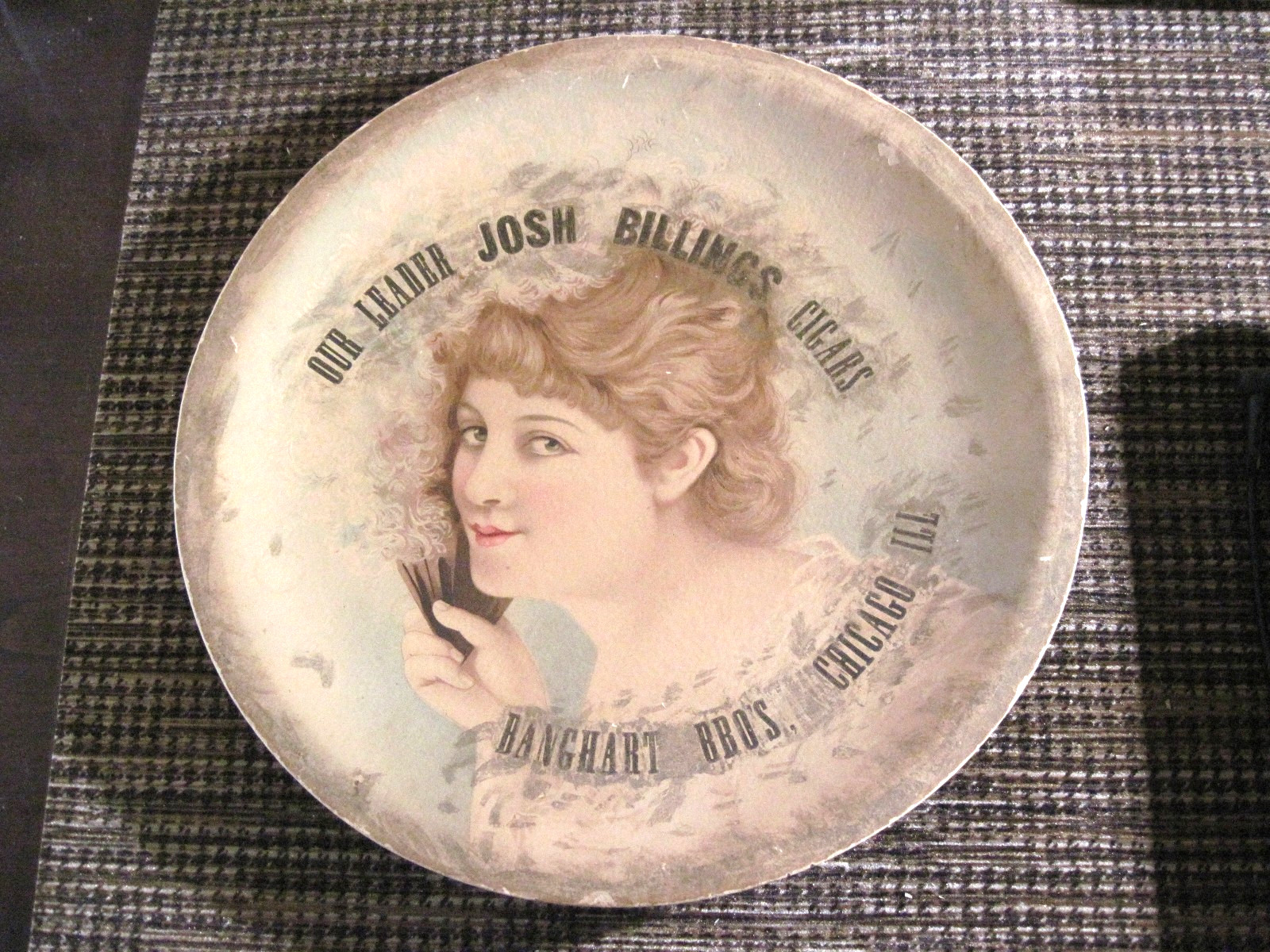 Rare Josh Billings Antique Cigar  Advertising Tray Late 1800\'s early 1900\' Nice