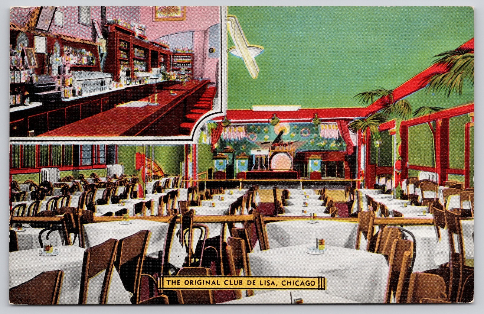 Chicago Illinois IL Original Club De Lisa Jazz Nightclub Postcard c1930s
