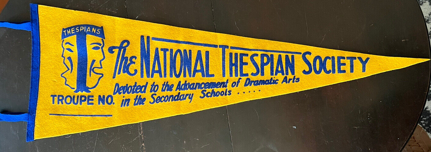 VTG 1950s Unused/Unmarked National Thespian Society Felt Pennant Gold & Blue