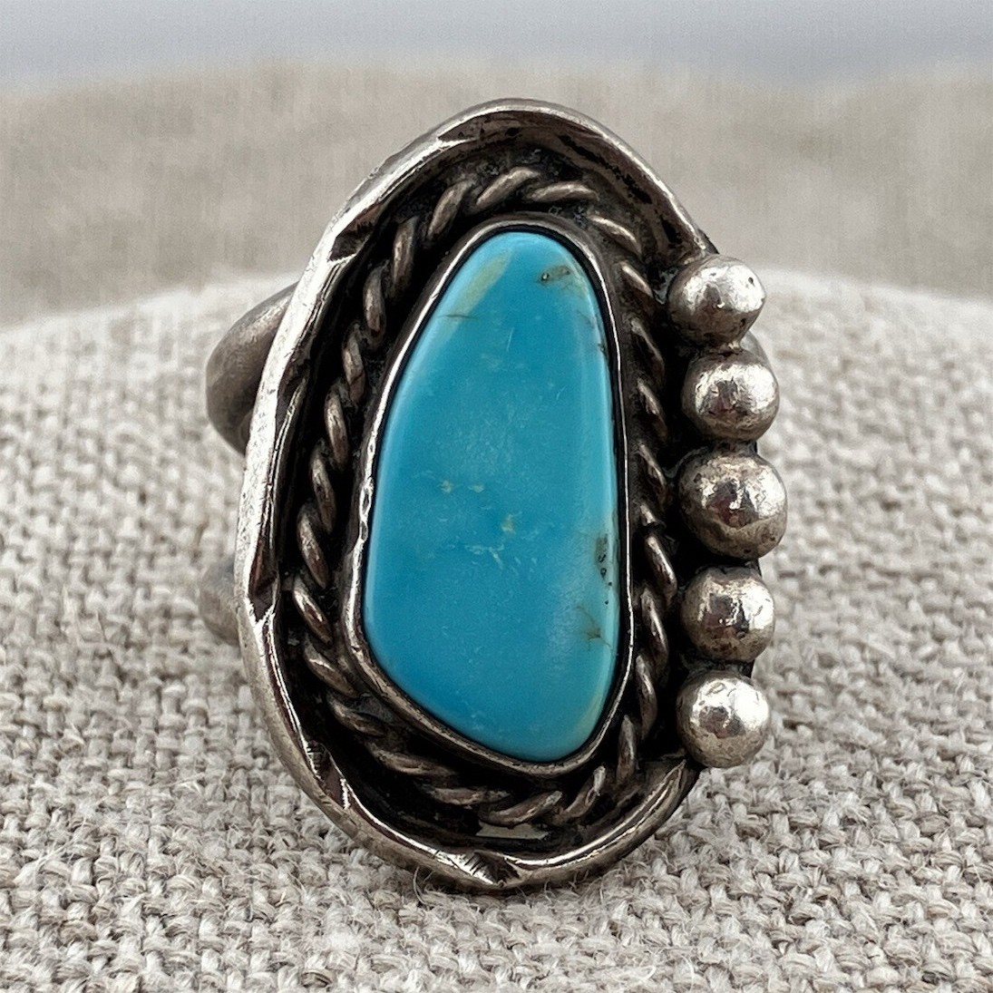 Sterling Silver Turquoise Vintage Southwestern Ring  EP 10.9 Grams Heavy