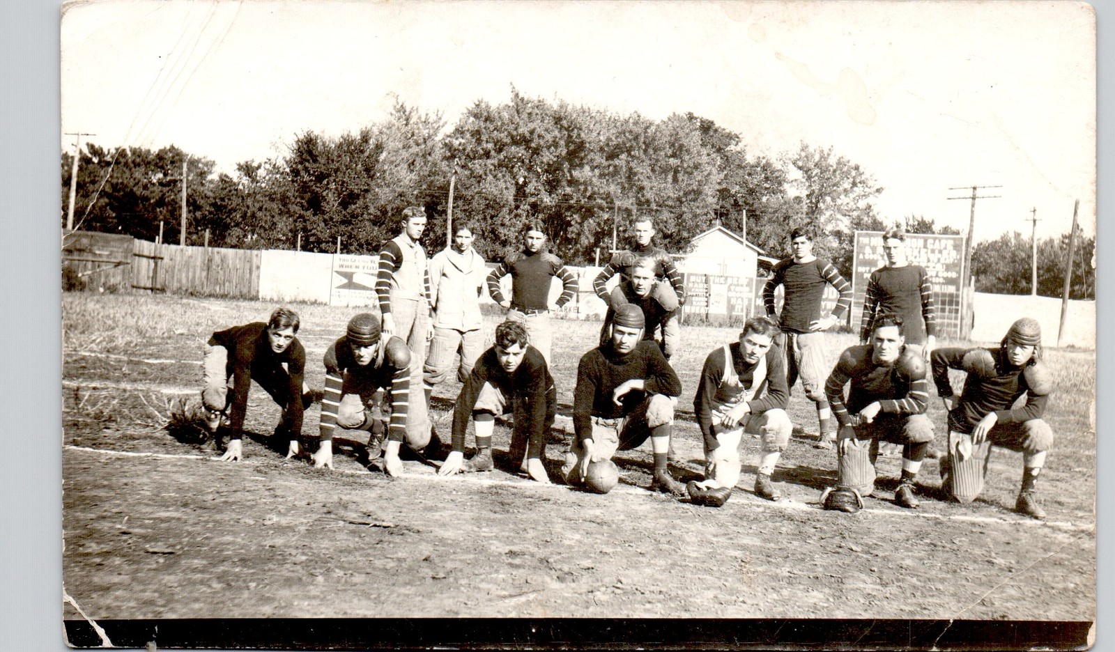 FOOTBALL TEAM SCRIMMAGE peru ne c1910 postcard nebraska real photo rppc sports