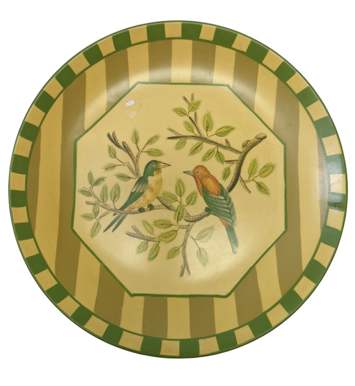 Oriental Accent Hand Crafted Green Yellow Birds Ceramic 10\