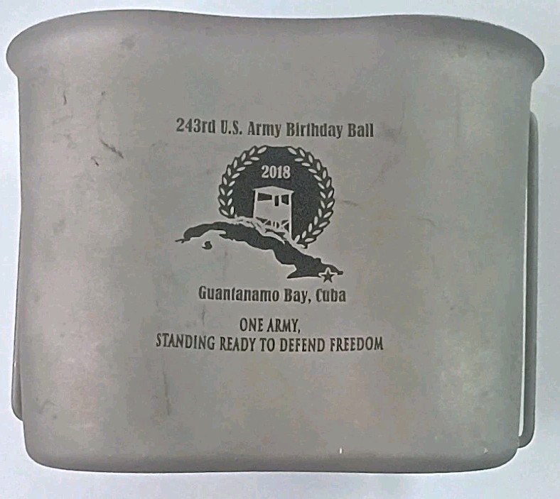 US Army 243rd Birthday Ball Stainless Steel Canteen Drinking Cup Guantanamo Bay