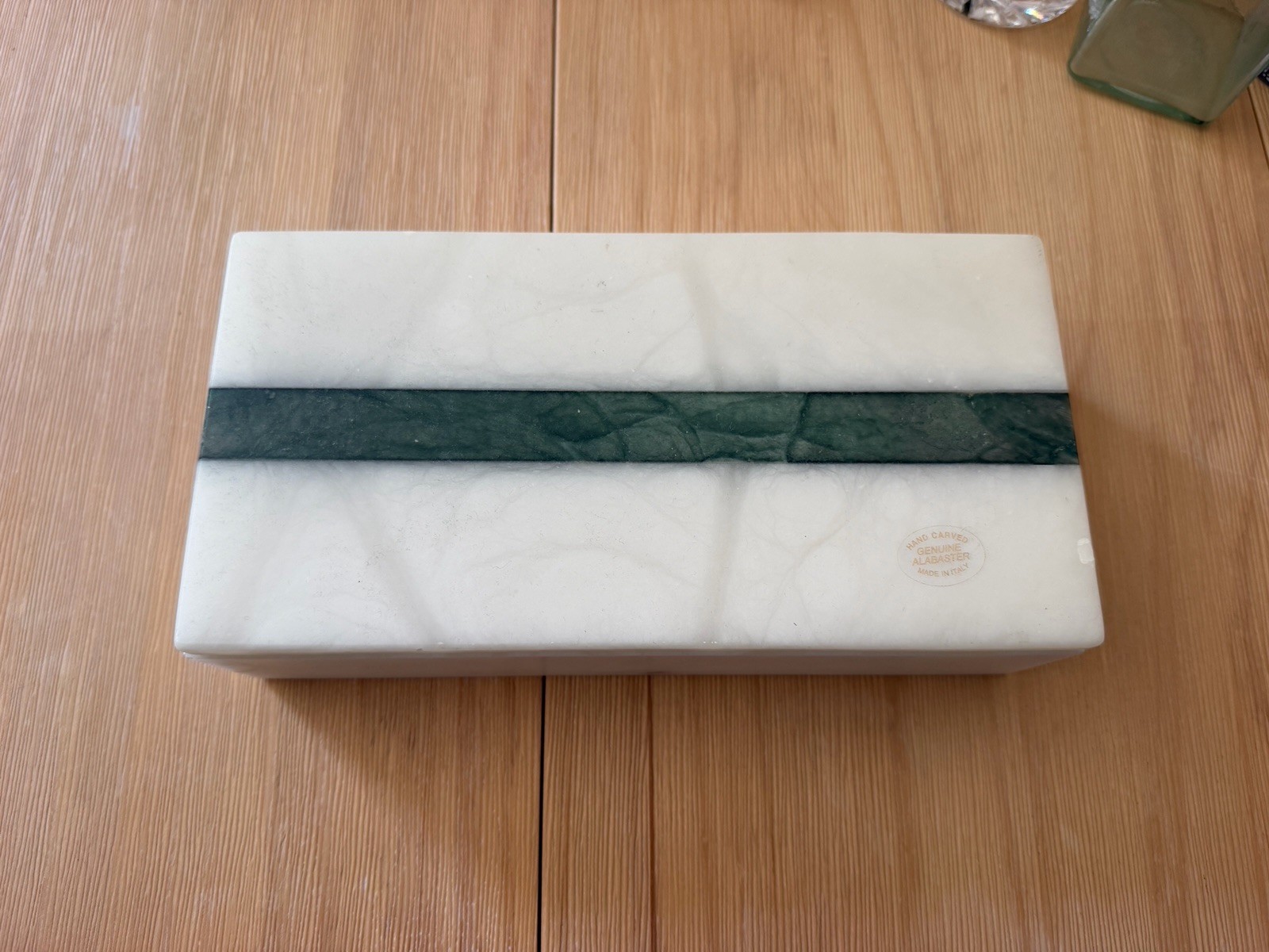 Hand Carved Genuine Alabaster With Lid Made In Italy