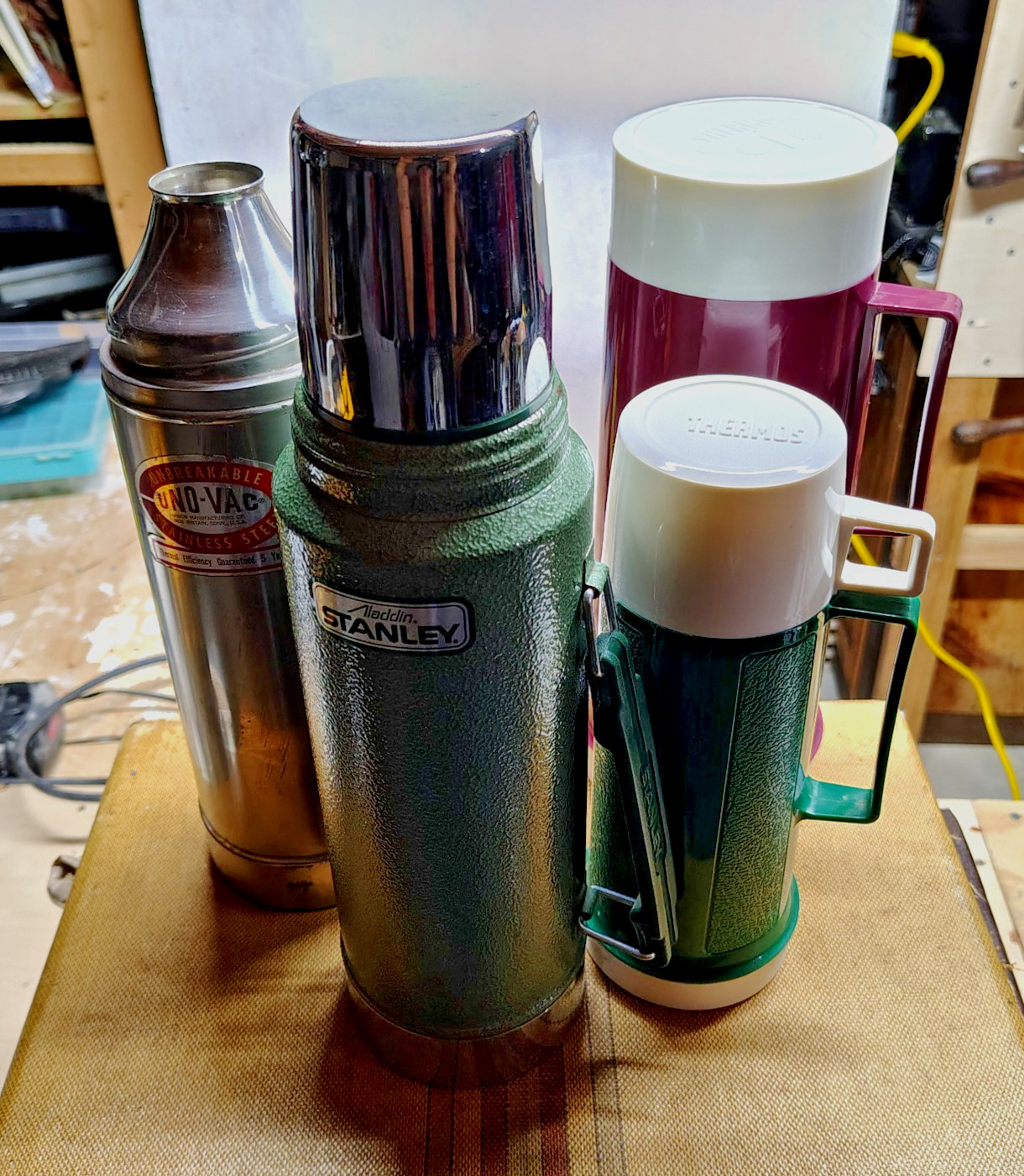 2 Vintage Metal Thermoses Aladdin/Stanley and Uno-Vac
