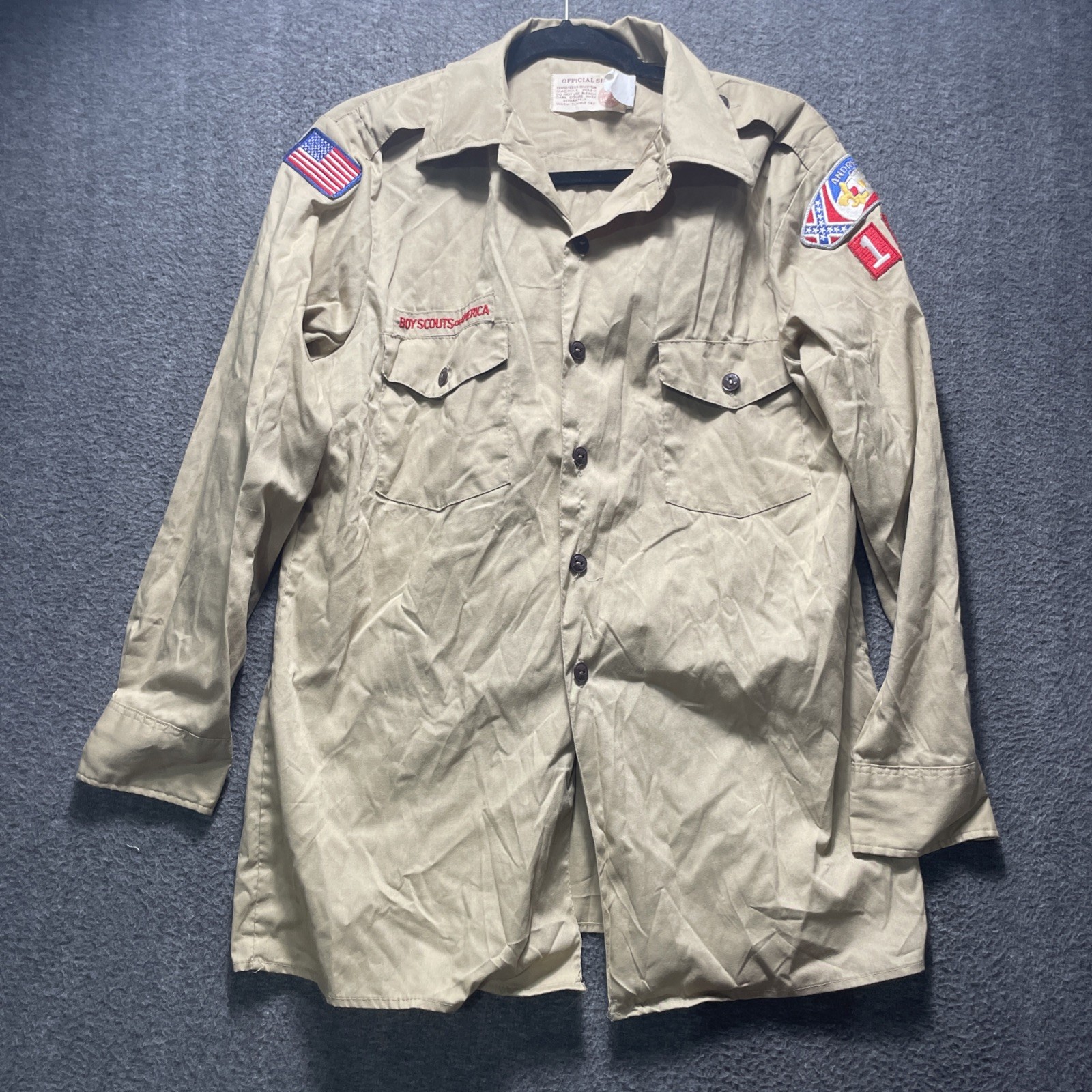 VTG Boy Scouts of America Shirt Adult Large Tan Long Sleeve Patches Mississippi VTG Boy Scouts of America Shirt Adult Large Tan Long Sleeve Patches Mississippi