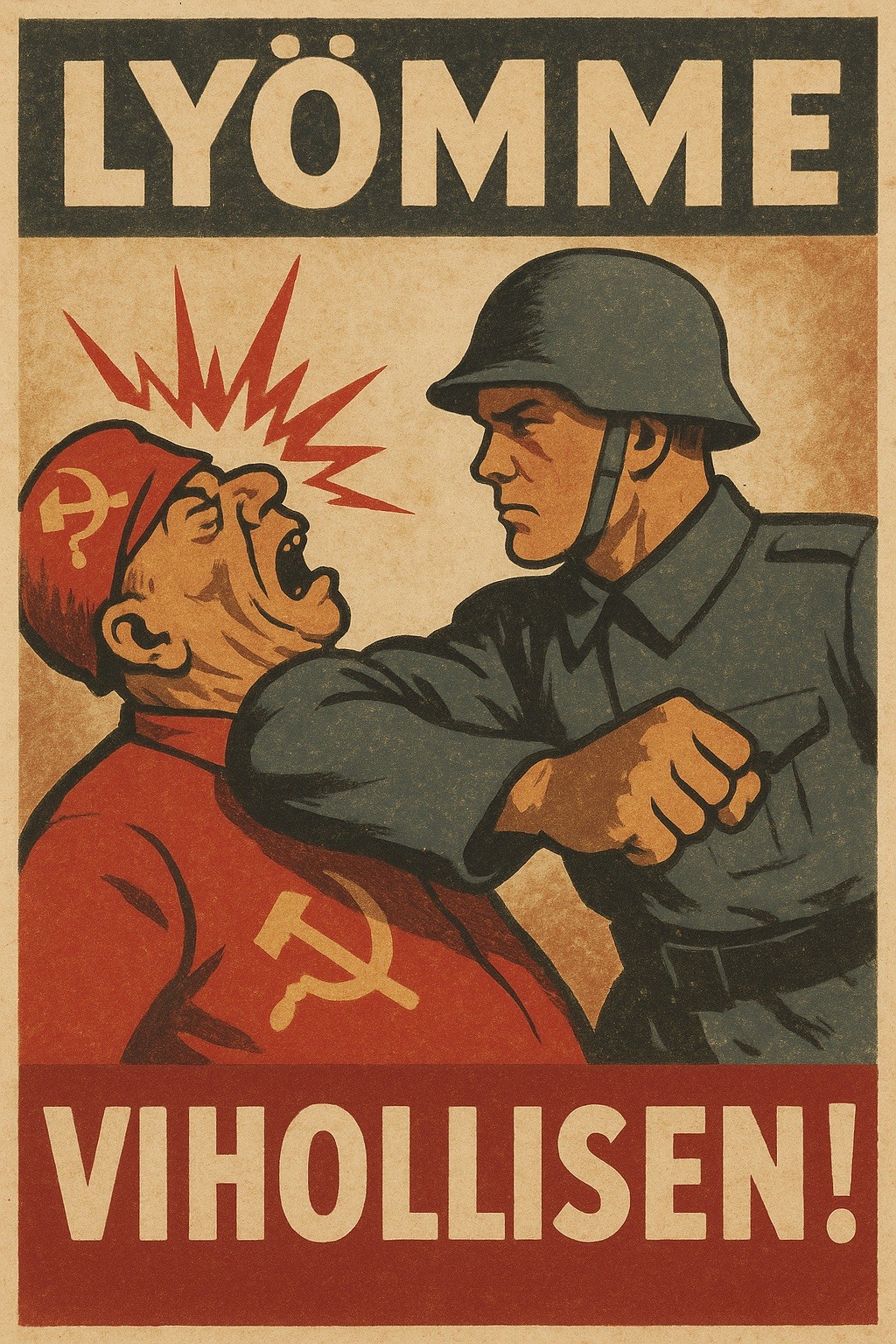 Finnish WWII Propaganda Poster - Anti-Communism Art c1940s 24x36” RARE Reprint