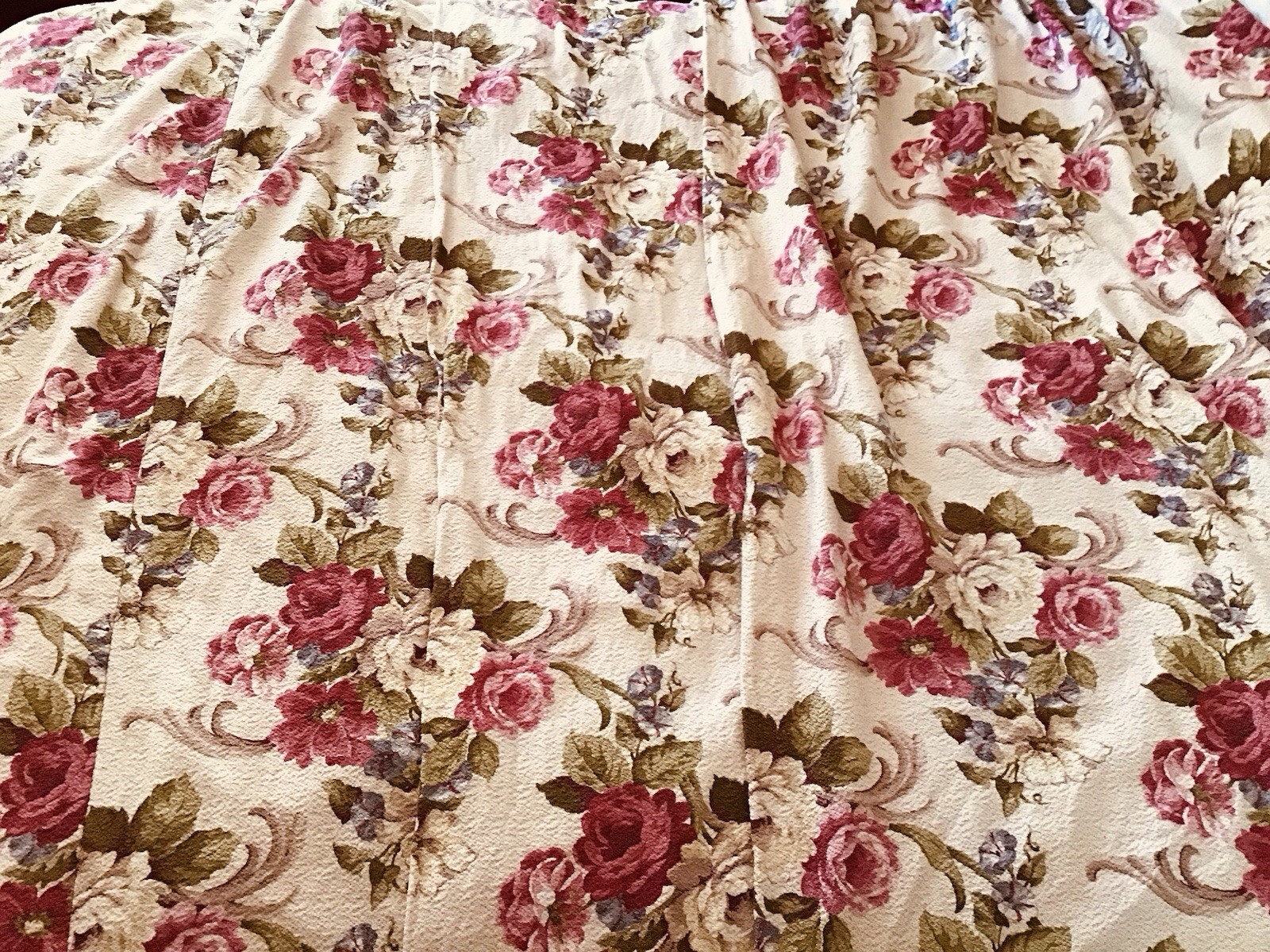 3 Barkcloth Vintage Lined Drapes Cottage Cotton 1940’s  Romantic  