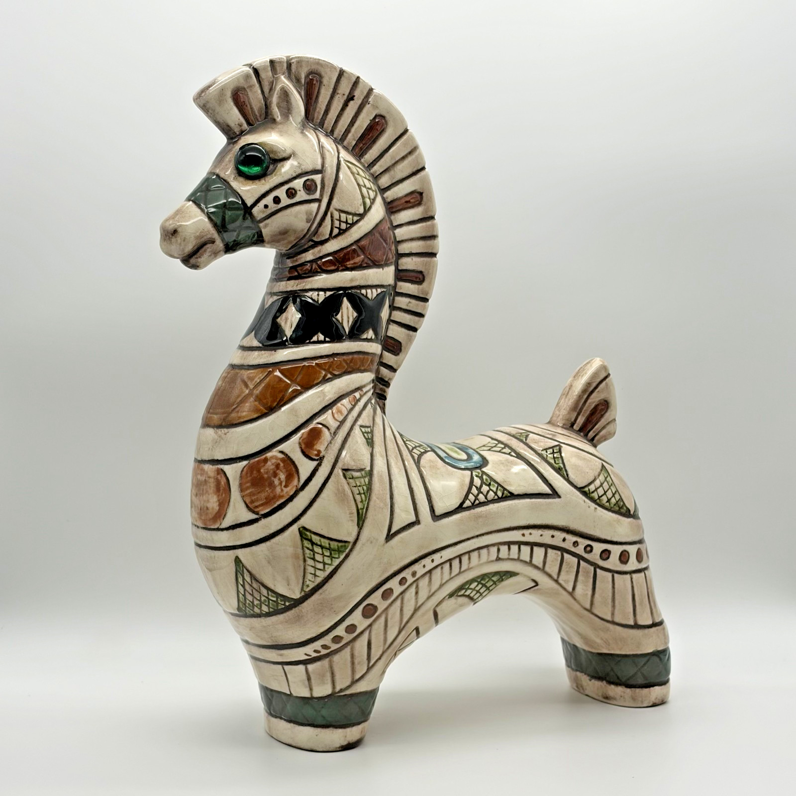 Vintage Jamar Mallory A-23 Ceramic Trojan Horse MCM Folk Art 13.5 Vintage Jamar Mallory A-23 Ceramic Trojan Horse MCM Folk Art 13.5