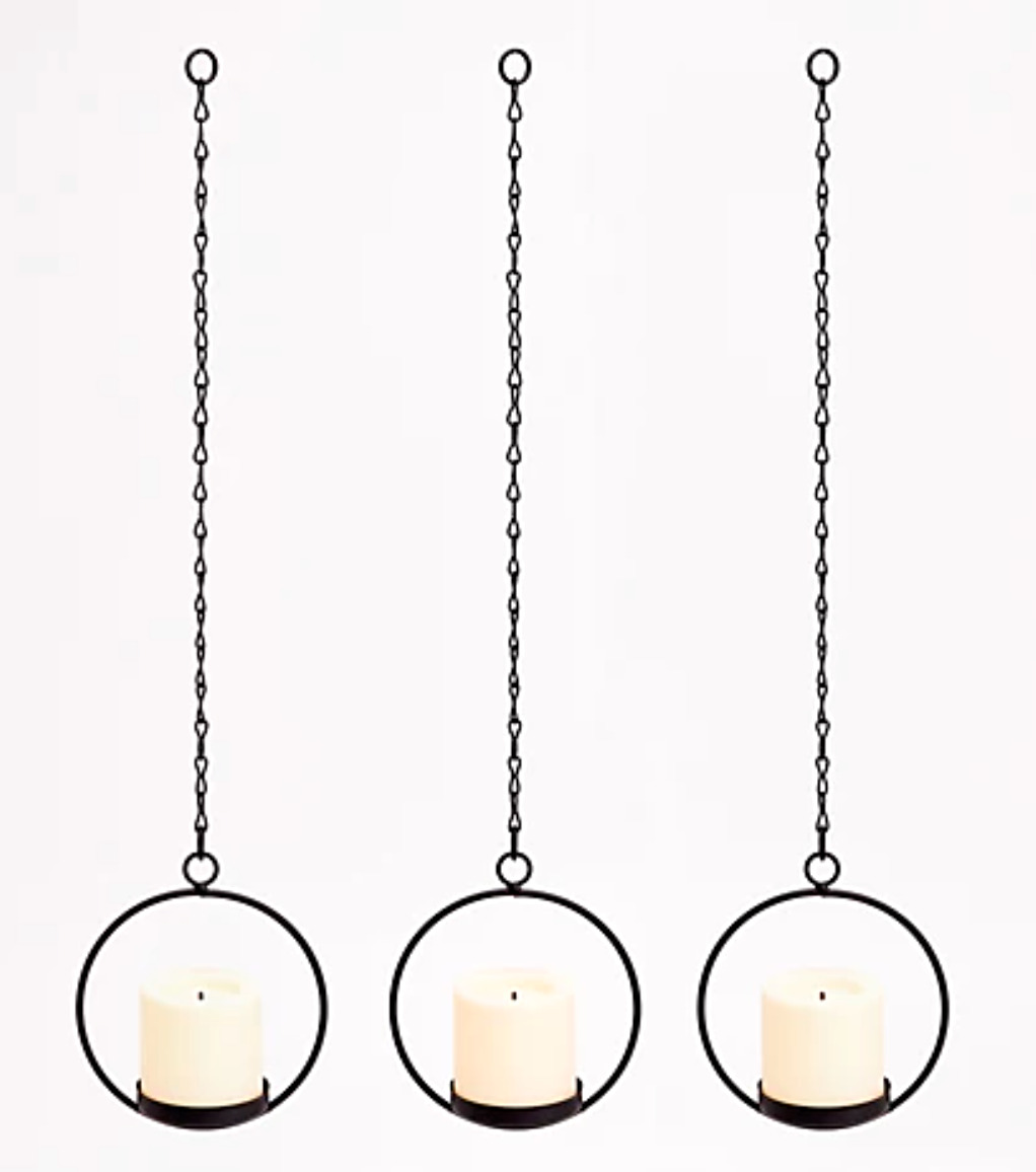 Candle Impressions Set of 3 Hanging Votive Sconces BLACK H260477 NEW