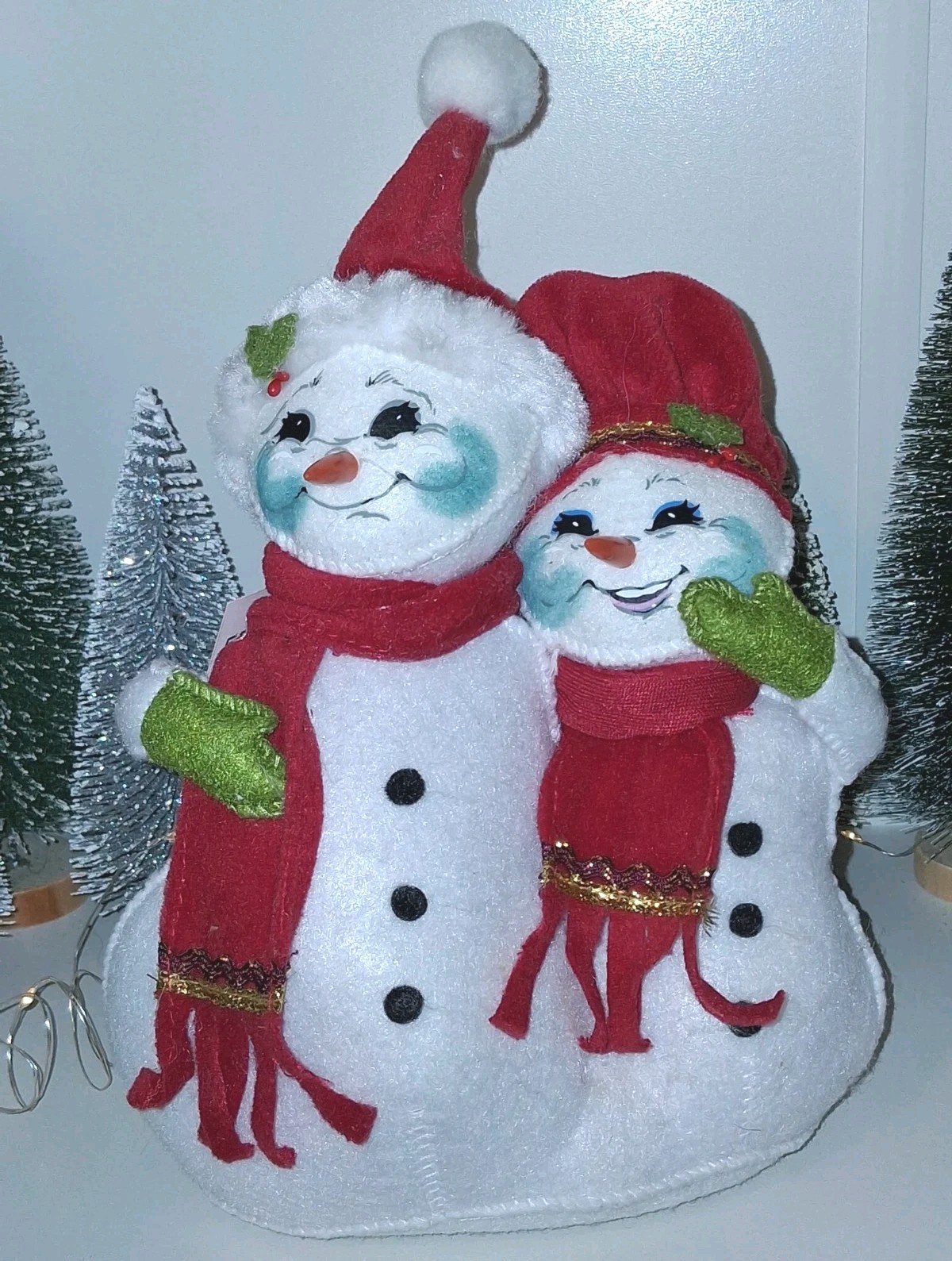 ANNALEE CHRISTMAS  DELIGHTS SNOWMEN DUO PREMIUM COLLECTOR PC Red Velour 2012 NWT