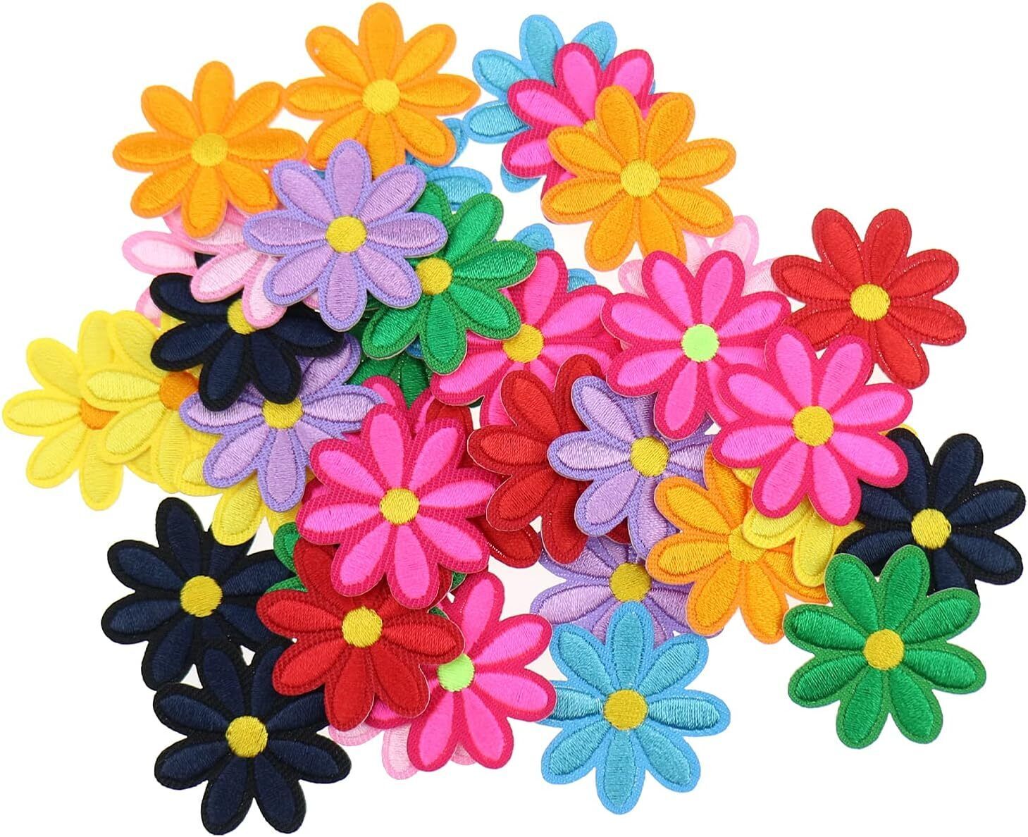 40 PCS DAISY Flower Embroidered Patch single sew iron on Patches 3.5cmx3.5cm ,UK