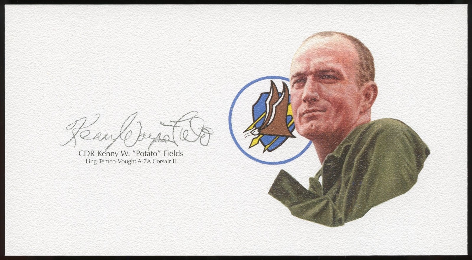 Ken Fields signed autograph 3x7 litho cut USAF WWII Ling Temco Vought A-7A