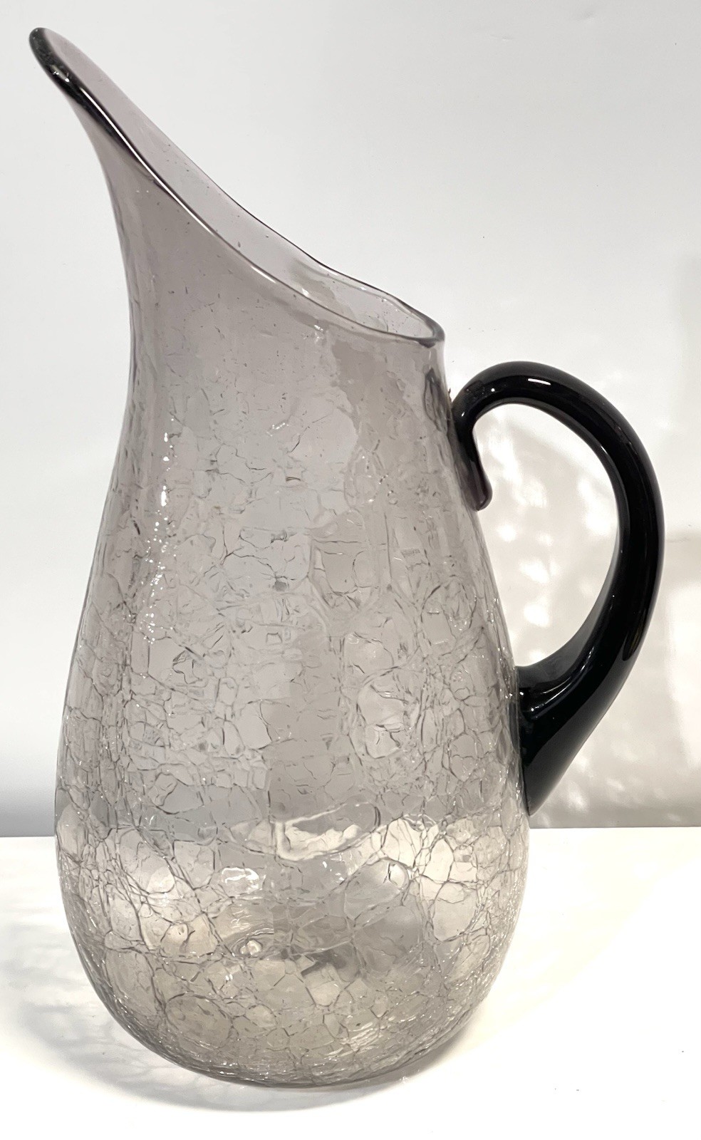 Vintage Large Mid Century Blenko Crackle Glass Pitcher Winslow Anderson Vintage Large Mid Century Blenko Crackle Glass Pitcher Winslow Anderson