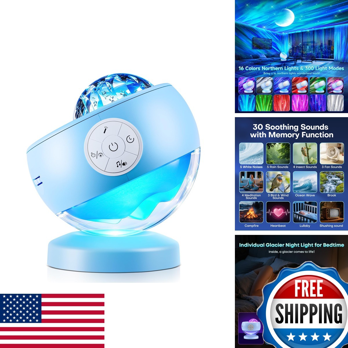 COOLNIGHT WH-E24 Aurora Light Star Projector Iceberg Lamp Bluetooth Speaker