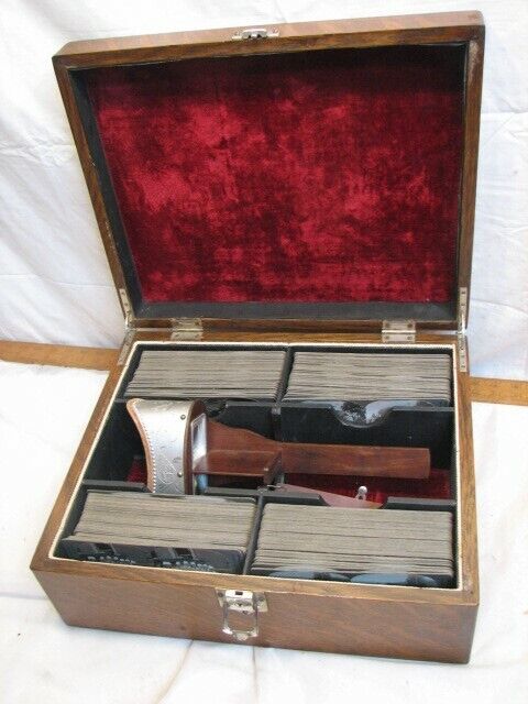 Rare Keystone World View Stereoview Card Set in Wood Box Real Photo Viewer