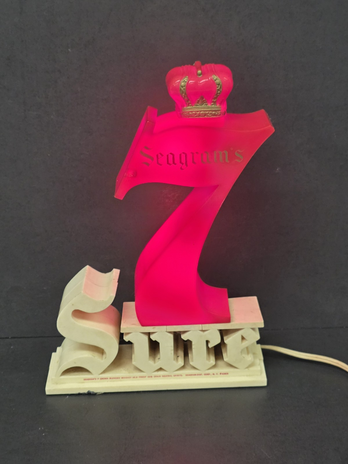 Vintage (1950S) Seagram’s 7 Working Bar Lamp, 