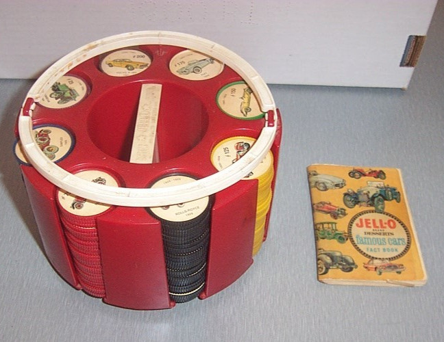 1960'S JELL-O CARS IN HOLDER WITH HANDLE & BOOKLET COMPLETE SET 1-200