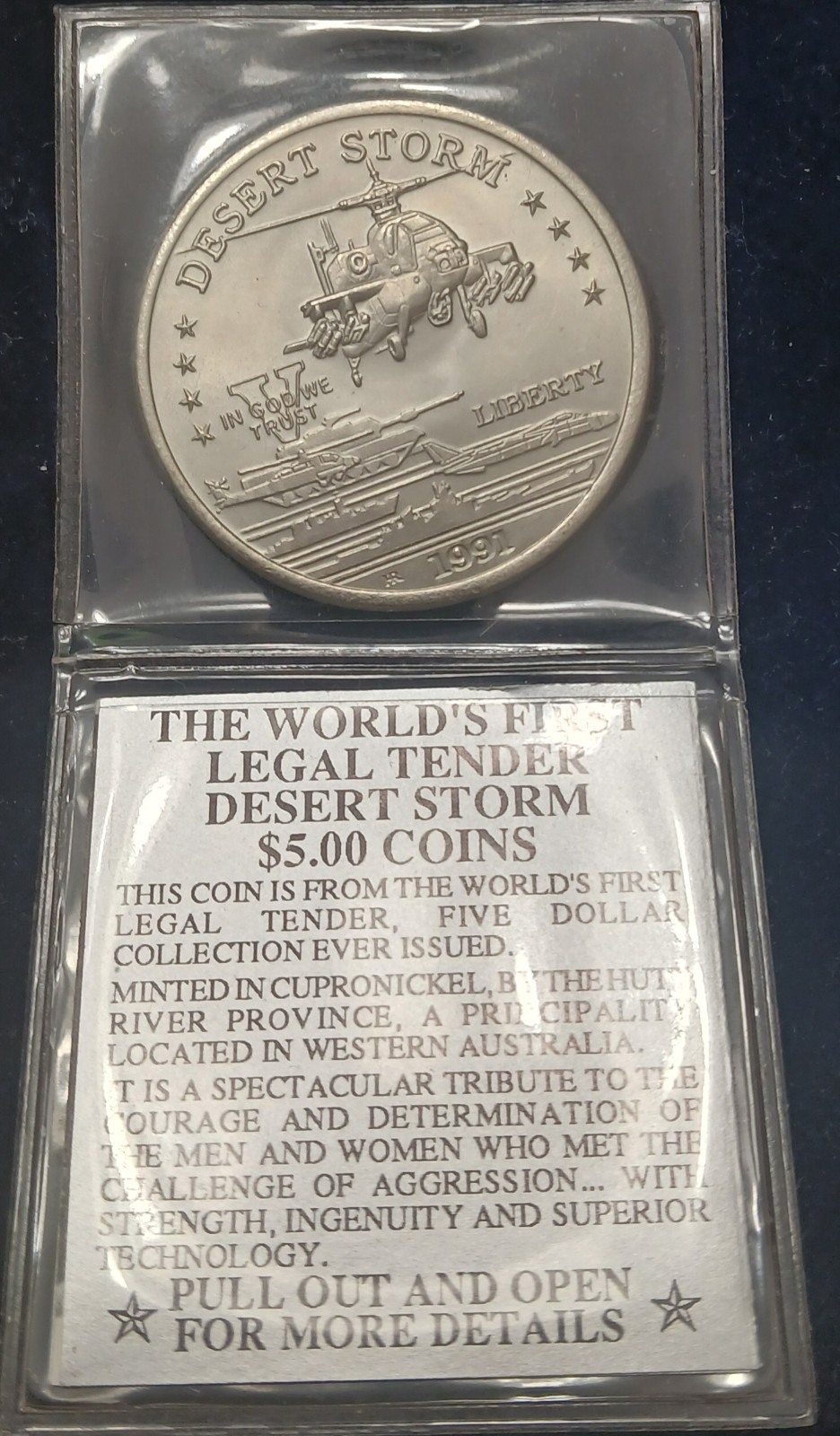 1991 Heroes of desert storm $5 commemorative coin. rb12