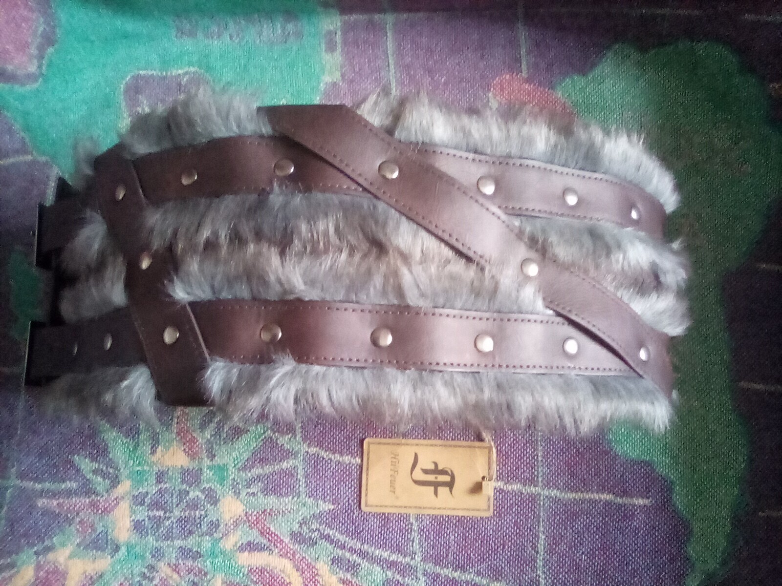 HiiFeuer Vintage Barbarian Faux Leather Waist Armor, 5 1/2 inch Viking Wide Belt
