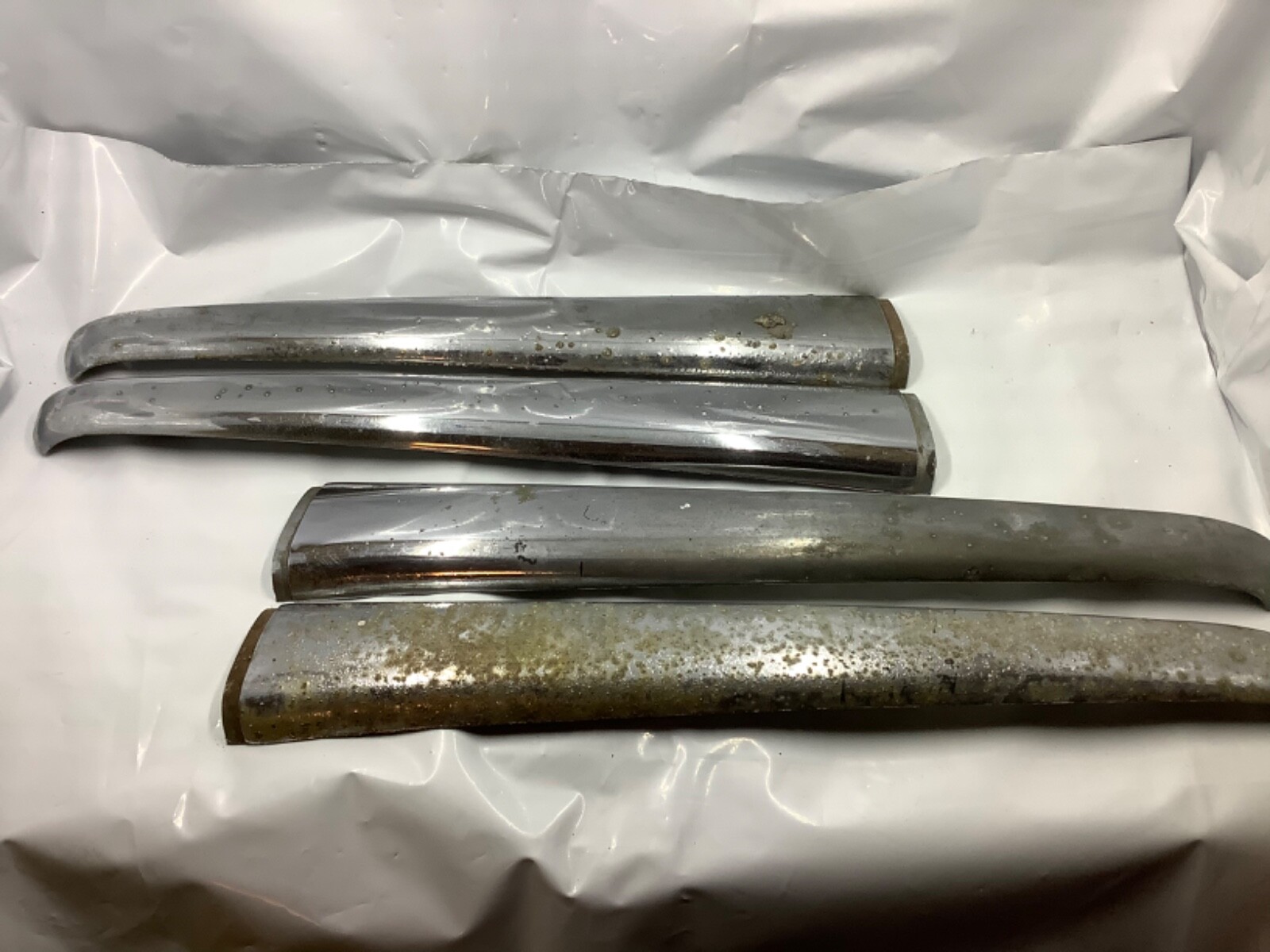 1947 1948 Ford 6A8171 And 6A8170 Grill Chrome Trim Pieces Lot Of 4