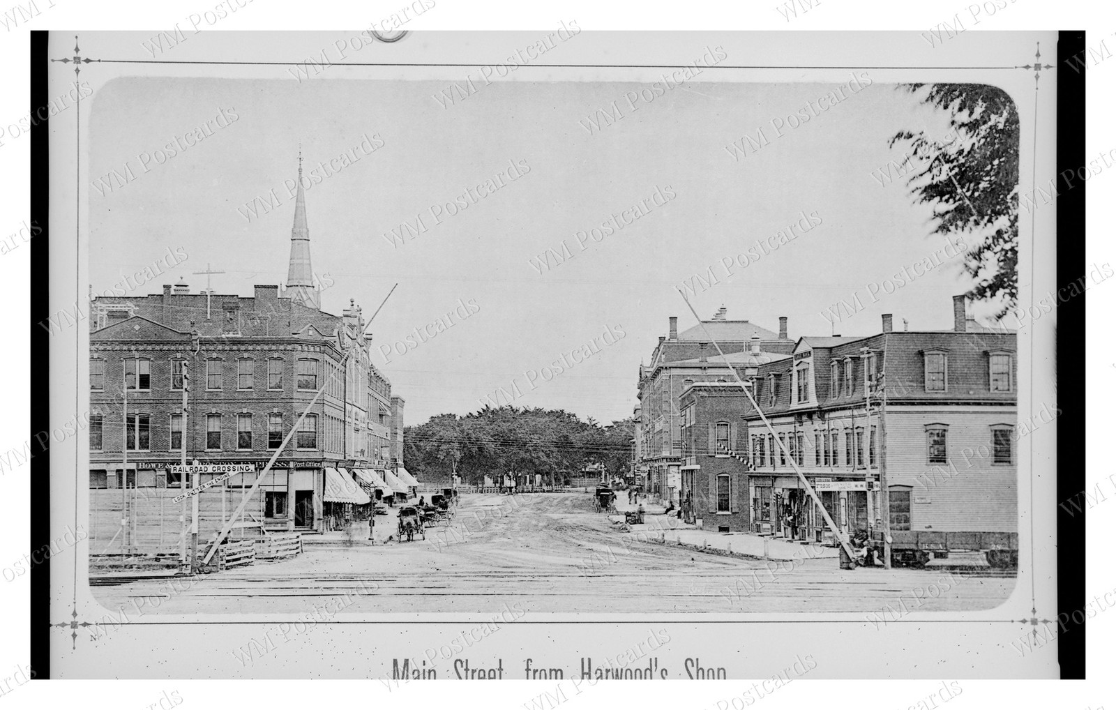 Natick Massachusetts 1880s Main Street Railroad Crossing Standard Postcard Natick Massachusetts 1880s Main Street Railroad Crossing Standard Postcard