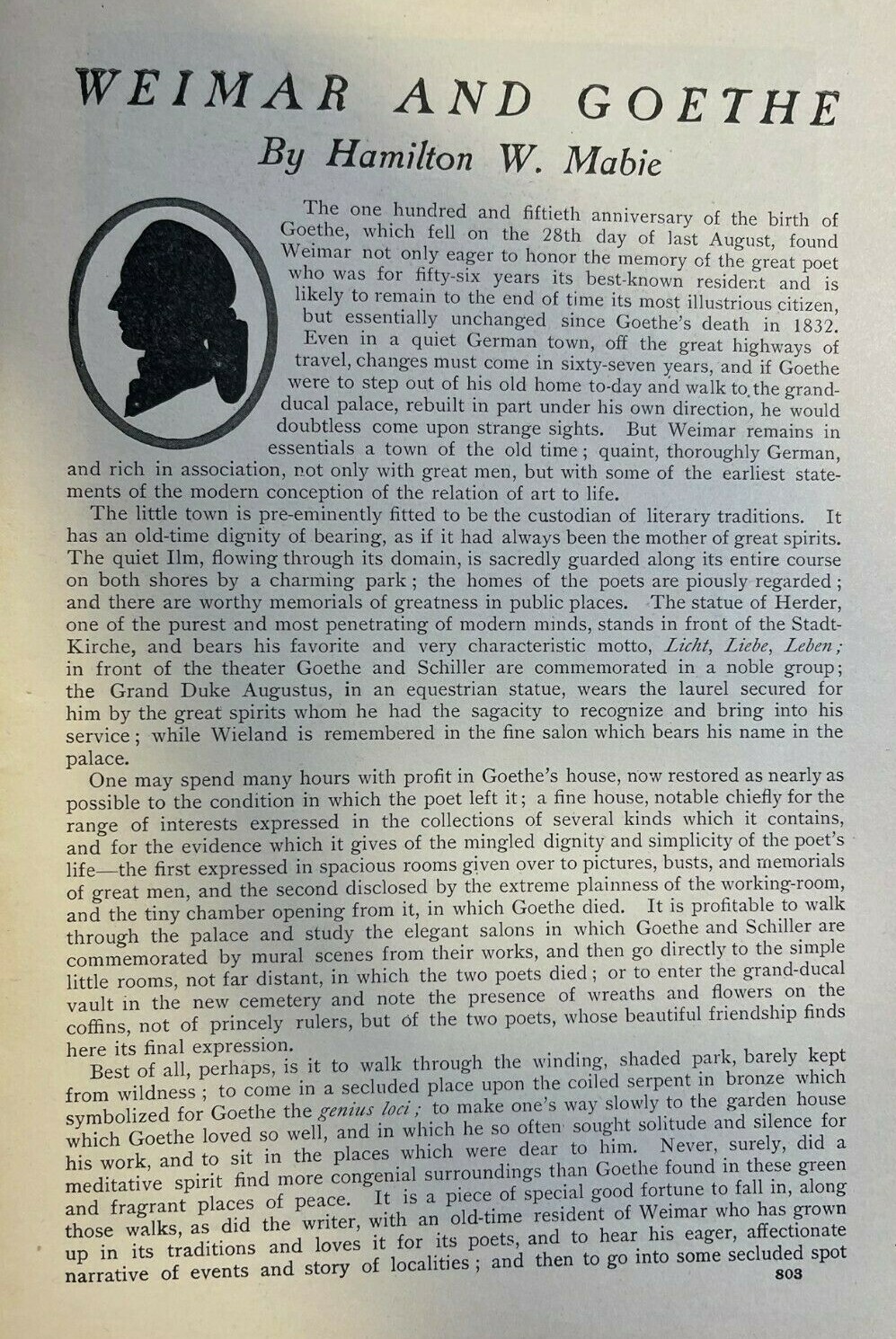 1899 Germany Weimar Goethe House Johann Wolfgang von Goethe