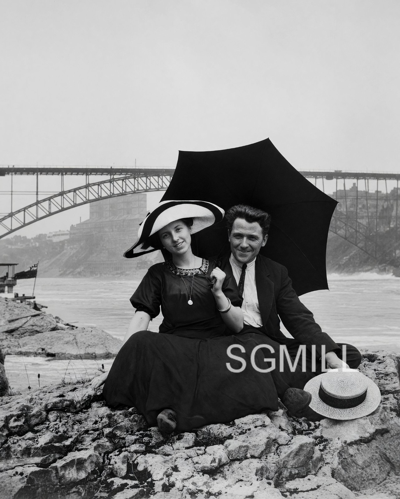 Antique Niagara Falls Honeymoon Couple Umbrella Photo Print Edwardian Era 1908 Antique Niagara Falls Honeymoon Couple Umbrella Photo Print Edwardian Era 1908