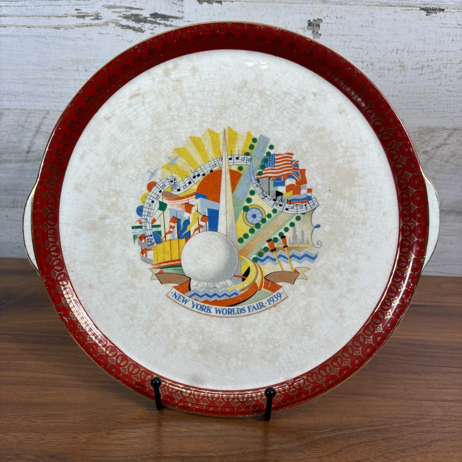 Antique 1939 New York World's Fair Art Deco Souvenir Serving plate 10 Antique 1939 New York World's Fair Art Deco Souvenir Serving plate 10