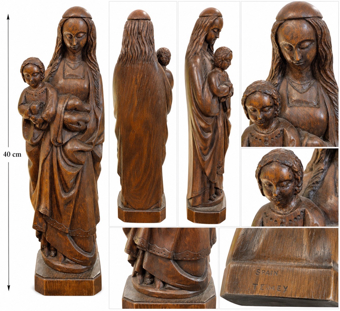 virgin and child vintage 1960 superb 40 cm signed