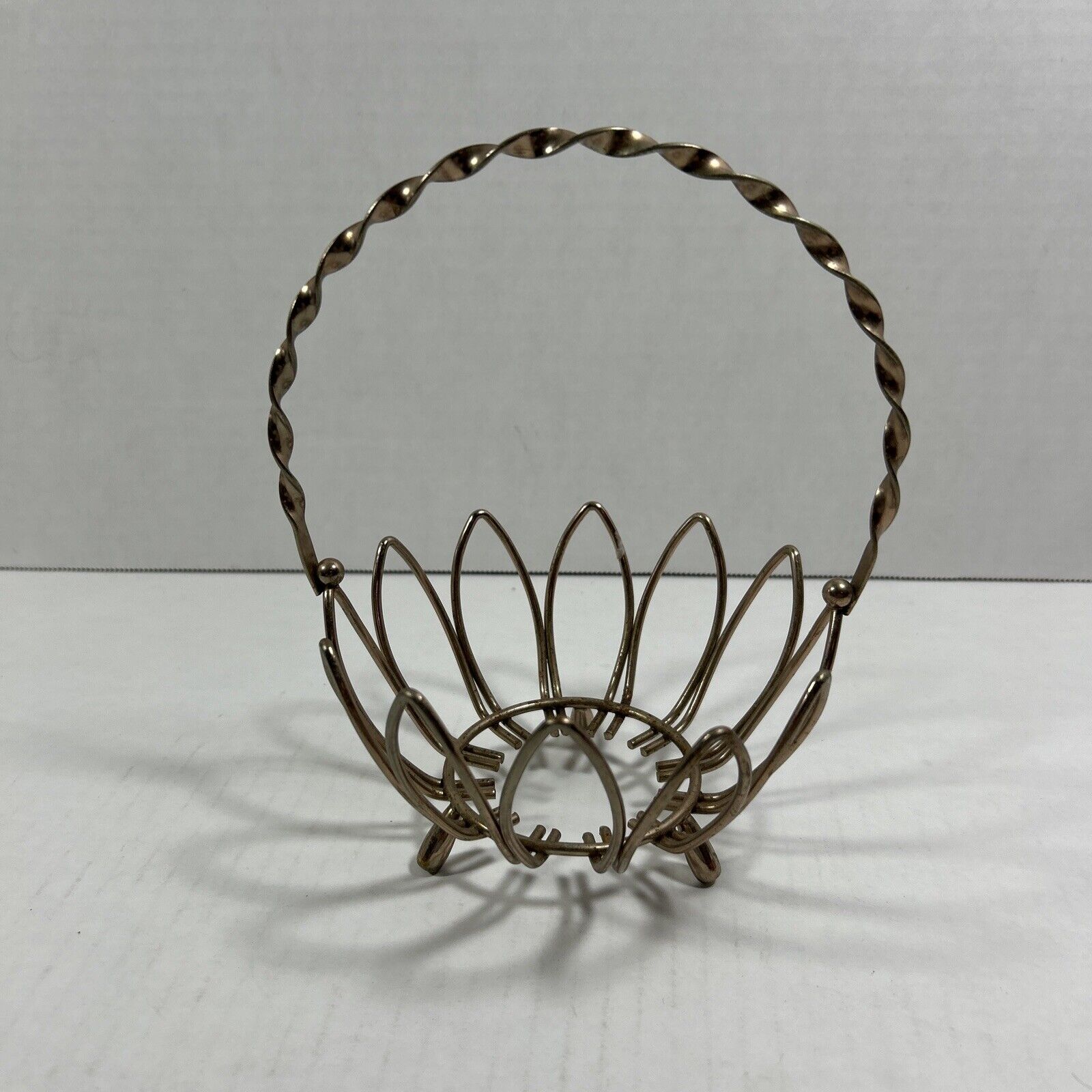 Vintage Solid Brass Open Basket 