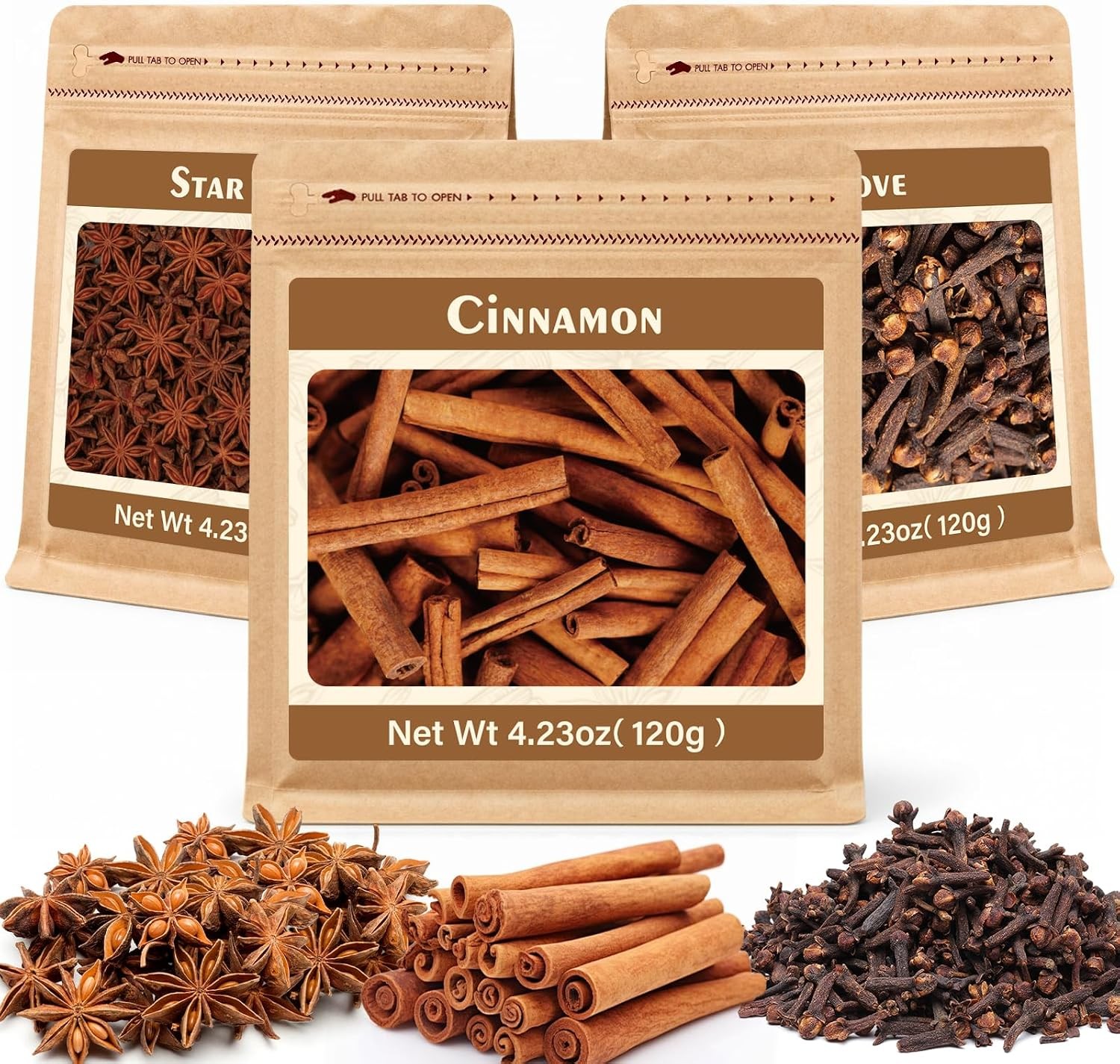 12.7 oz, Star Anise and Whole Cloves Spice Set, 3 Pack Cinnamon Sticks