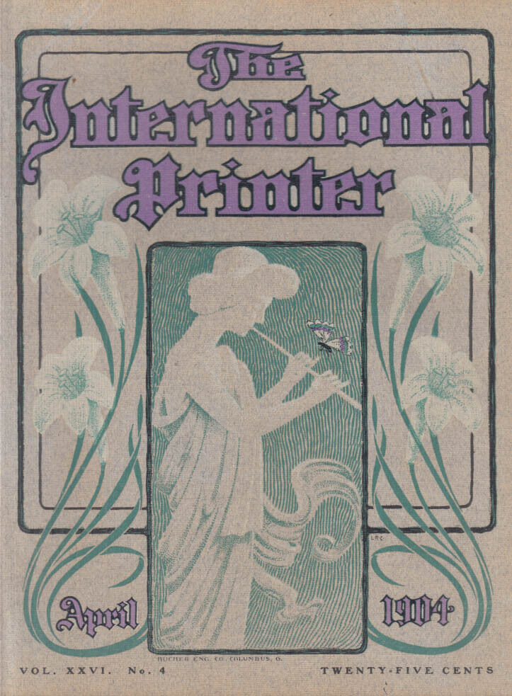 THE INTERNATIONAL PRINTER COVER 4 1904 flutist & butterfly by LRC