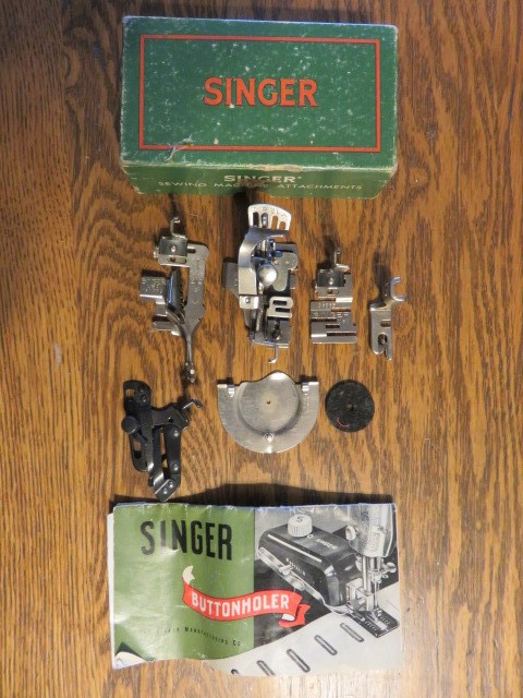 Vintage Singer Sewing Parts ORIG Box & Buttonholer Instruction Book Part not INC