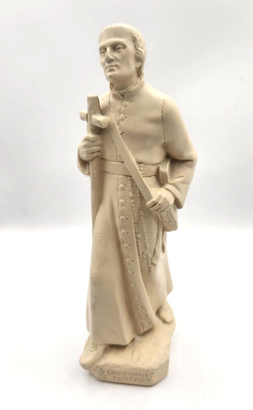 Saint Louis Marie de Montfort Vintage Chalkware Statue Religious Art French