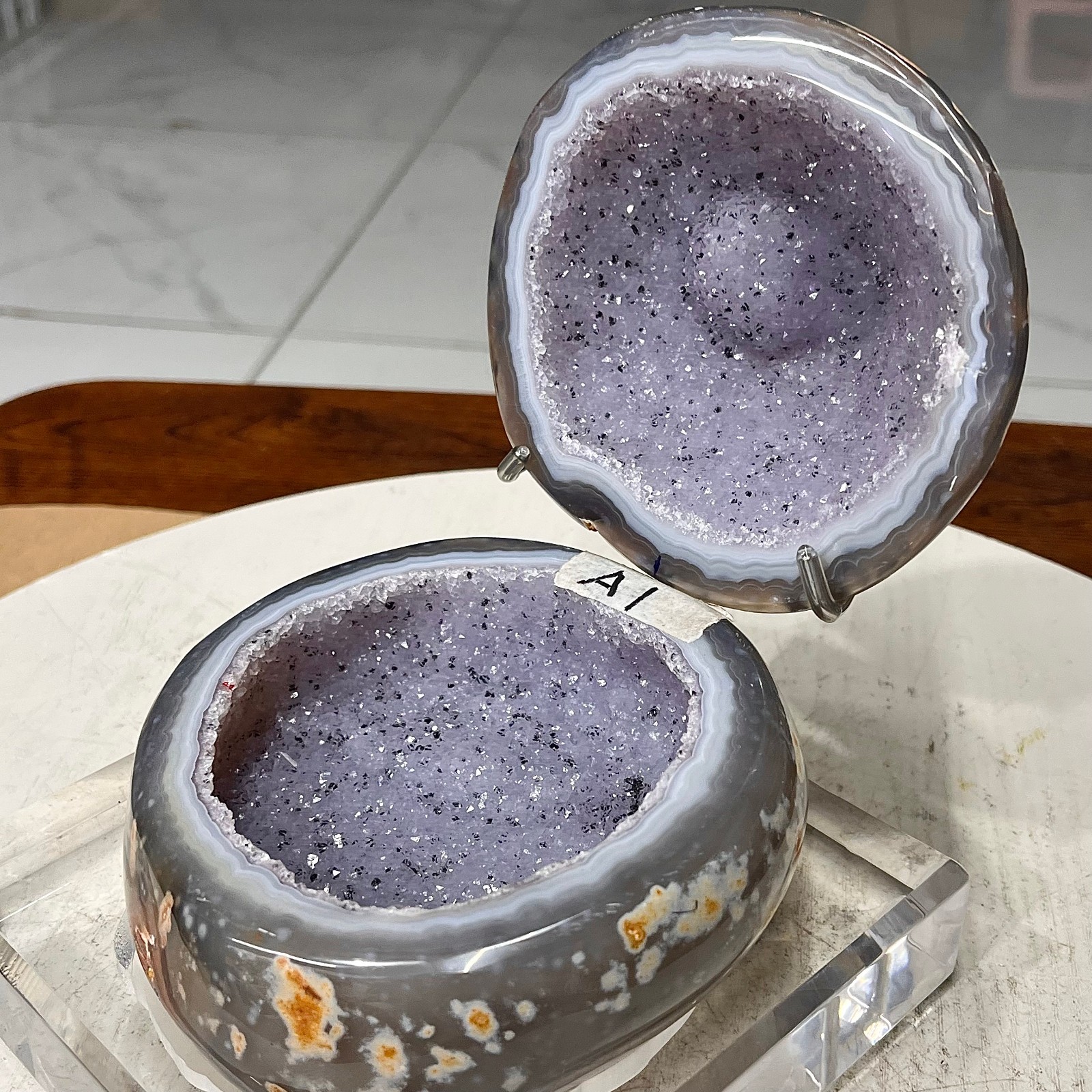 4.05LB Natural Agate Treasure Basin Quartz Geode Crystal Healing décor