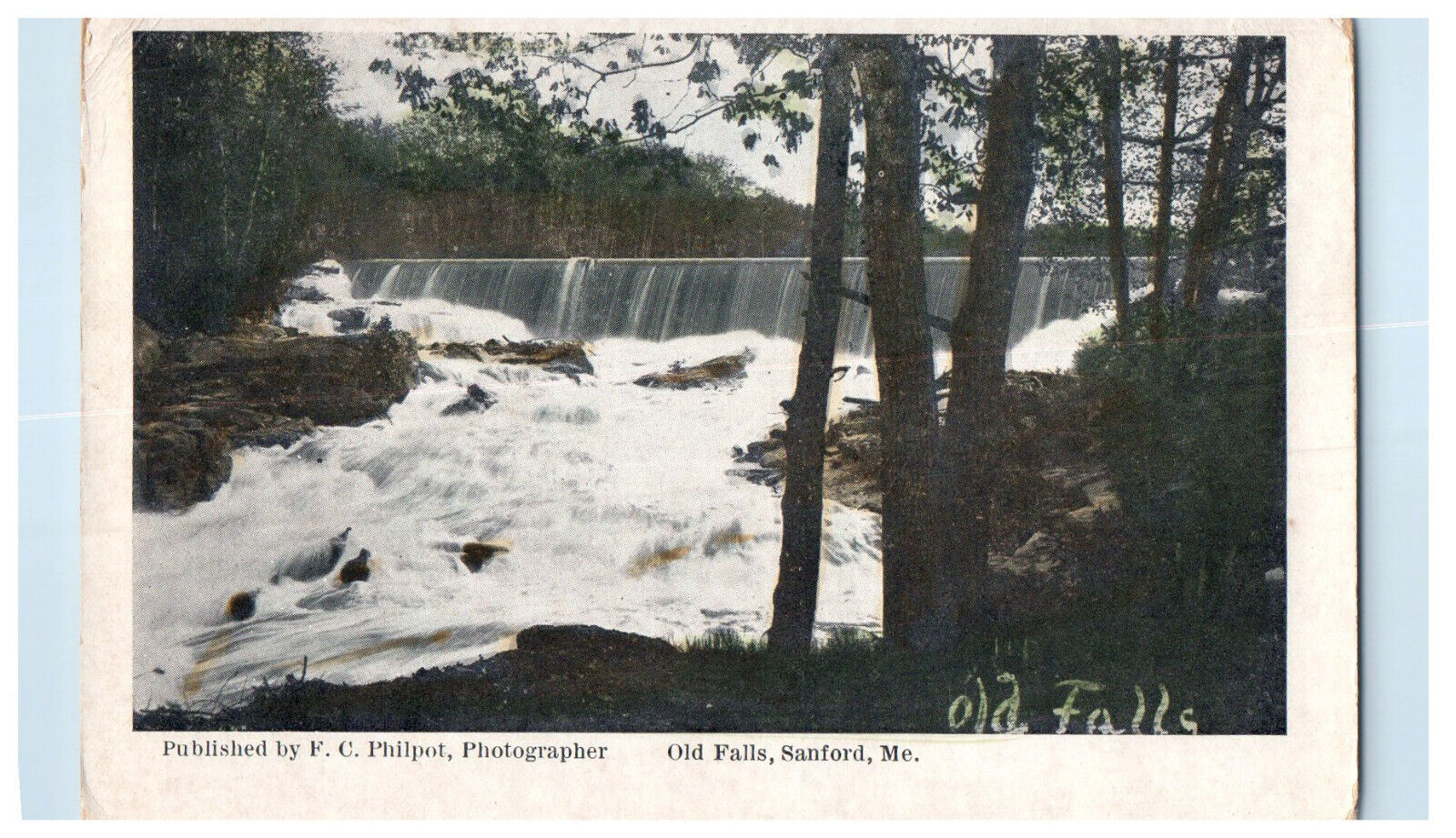 1913 Old Falls Sanford Maine ME FC Philpot Posted Antique Postcard